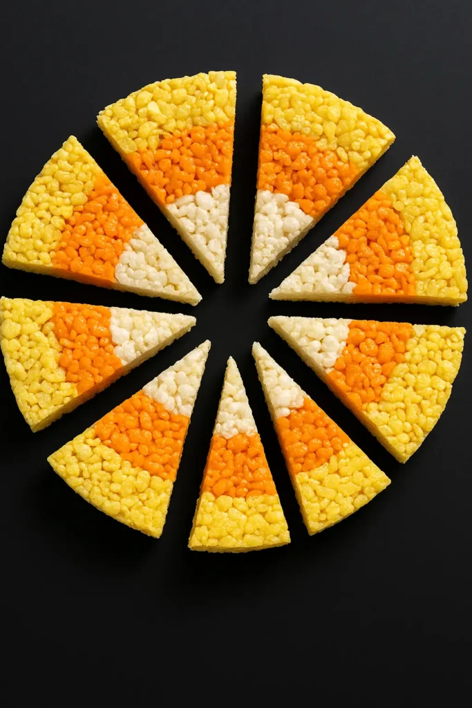 candy corn colored rice krispie treats
