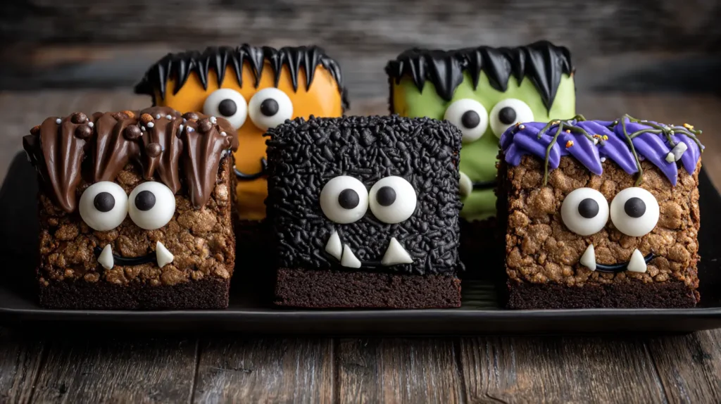 simple Halloween treat ideas, monster brownies