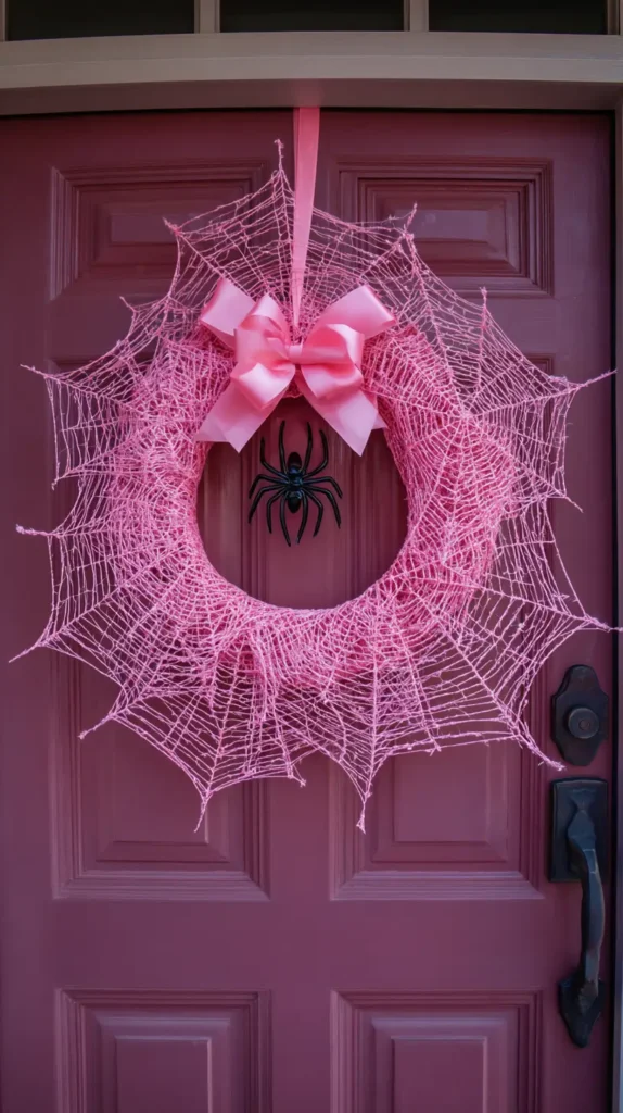 pink spider web wreath