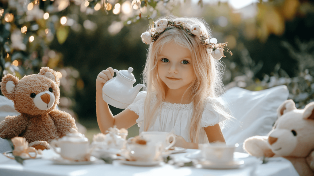 girl pouring the tea pot