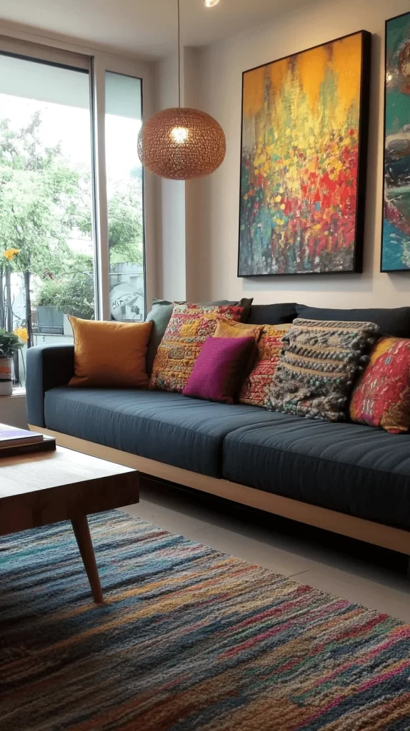 colorful rug in a living room