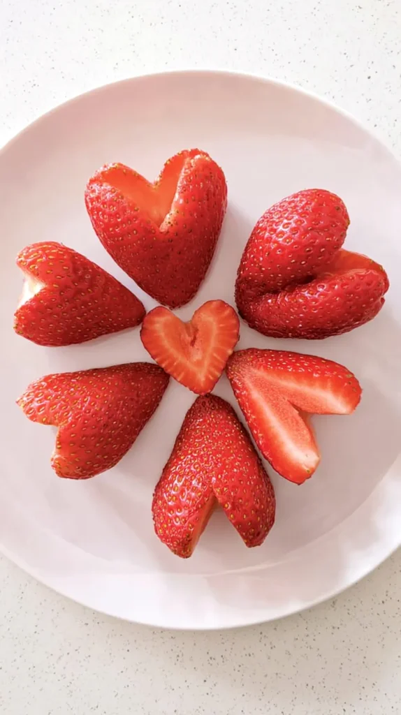 heart-shaped strawberries
