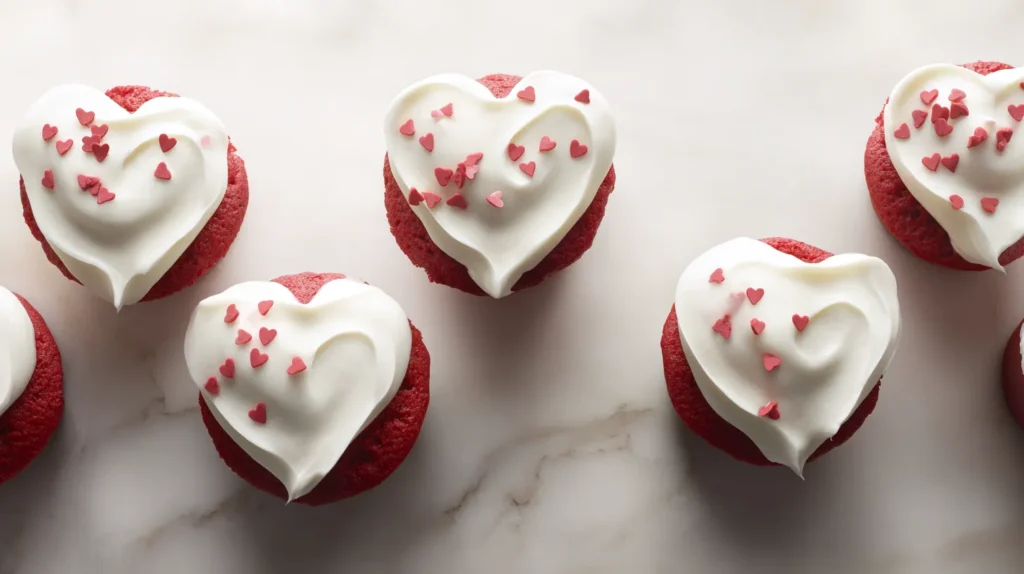 cupcakes, heart icing