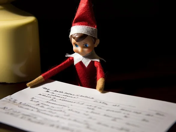 lazy easy elf on the shelf ideas - elf with note