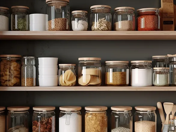 the pantry - clear containers with food inside