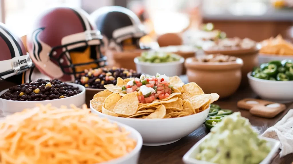 nacho bar, super bowl food ideas