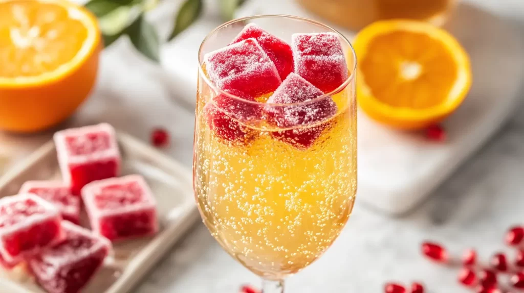 frozen ice cube pomegranate cocktail