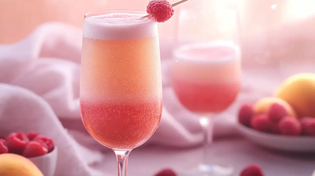 peach raspberry mimosa