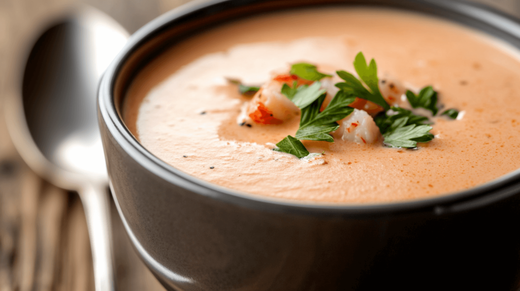 close-up view of lobster bisque