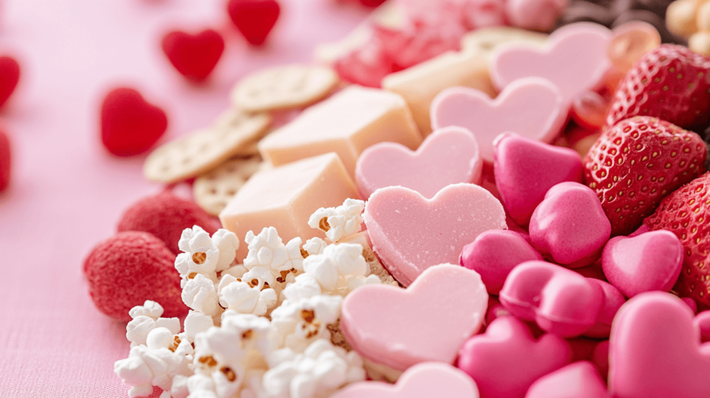 kids themed valentine charcuterie board