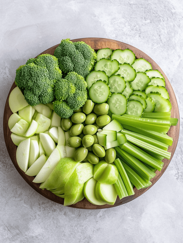 circular green food on a board