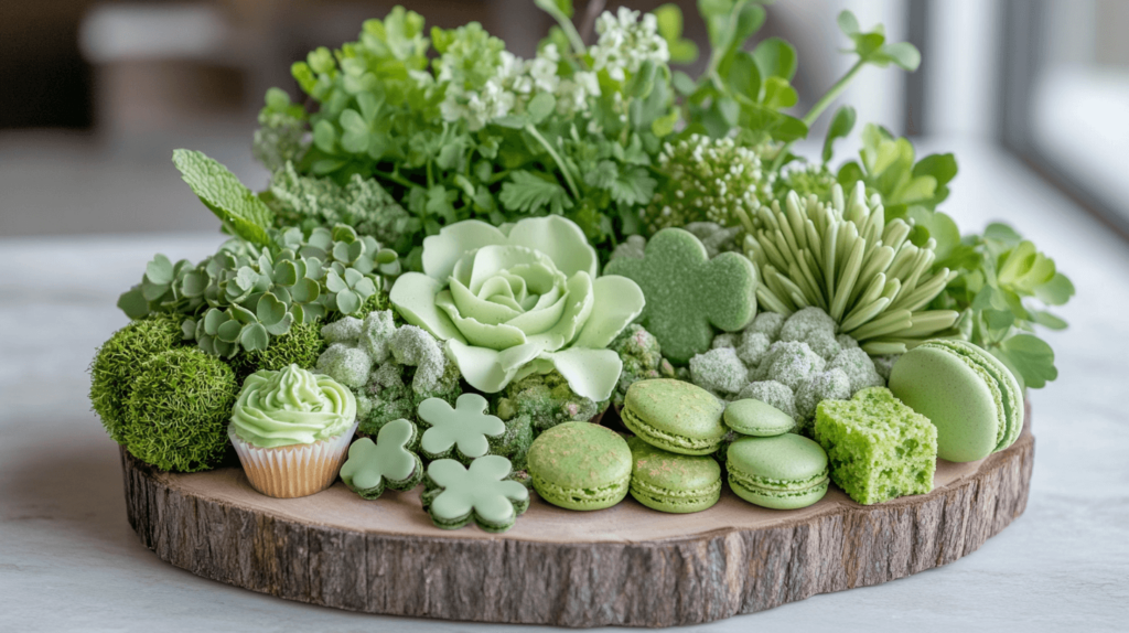 wooden slab of green foods