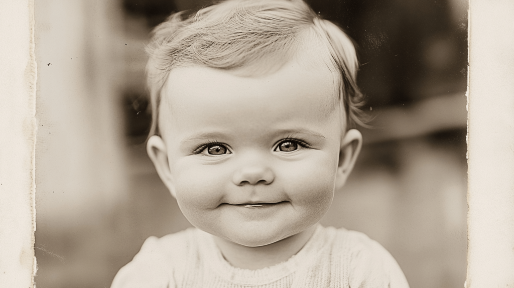 black and white photo of baby boy