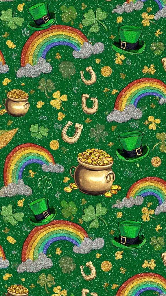 rainbows, horseshoes, pot of gold