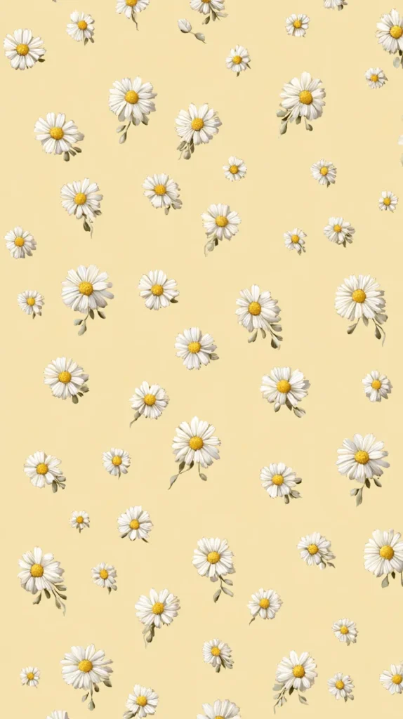 small daisies on a light yellow background