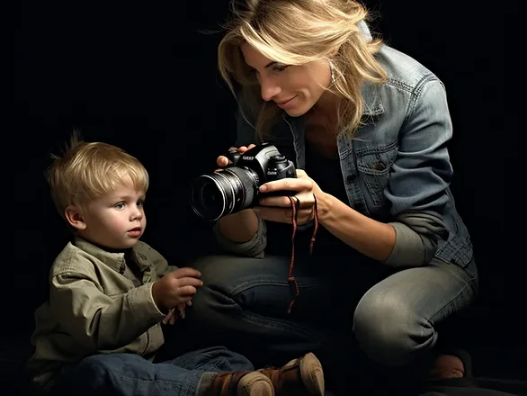 Seeking flexible job roles for better family time - mom shooting a photo of a toddler boy