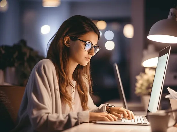 which career makes the most money without a degree - woman with glasses typing on a computer