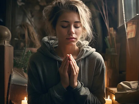 prayer when anxious - woman praying