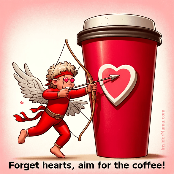 forget hearts, aim for the coffee - cupid meme