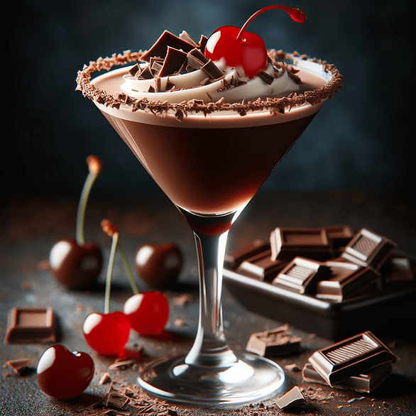 Chocolate Cherry Martini - A luxurious drink combining chocolate liqueur, cherry vodka, and cream.