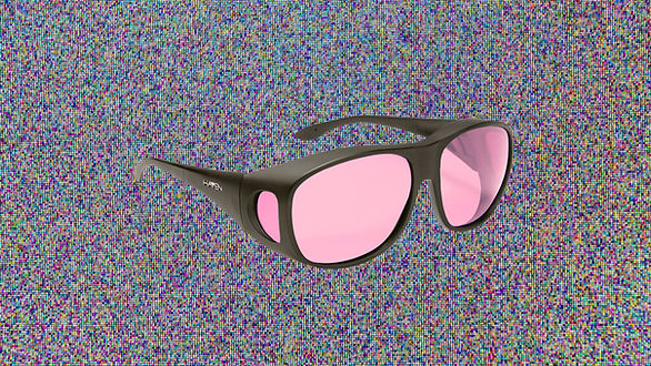 FL-41 tinted lenses on static - visual snow syndrome glasses