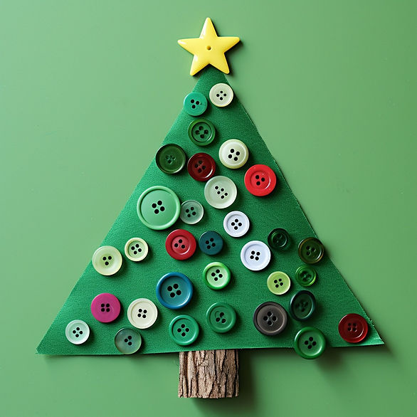 button Christmas tree with star on top - DIY Christmas crafts for toddlers at home