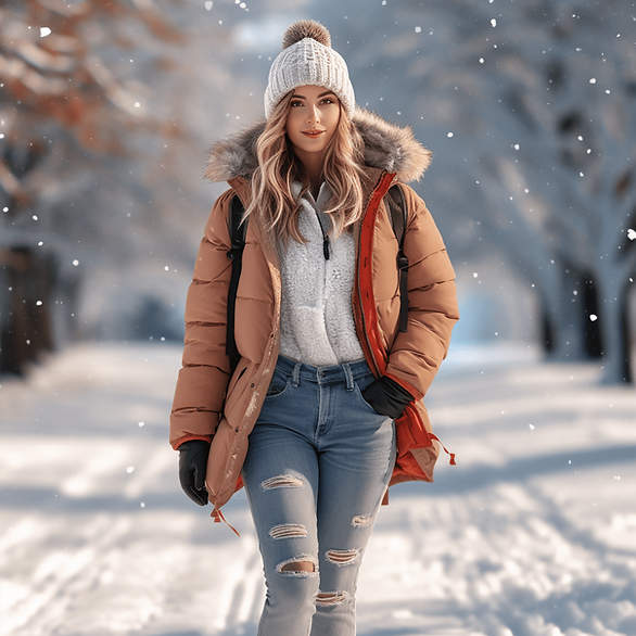 winter outfit for mom - ski jacket and jeans