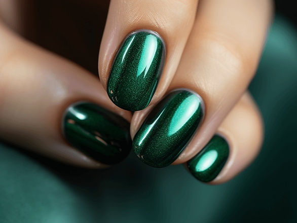 dark green glitter st. patrick's day nails
