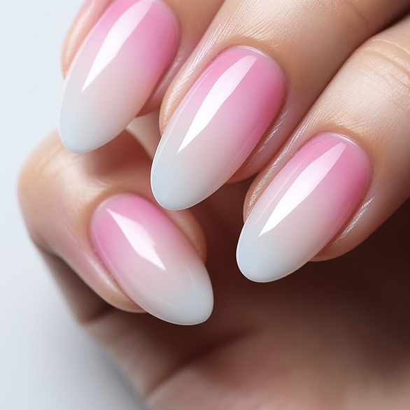 almond nails valentines day pink ombre