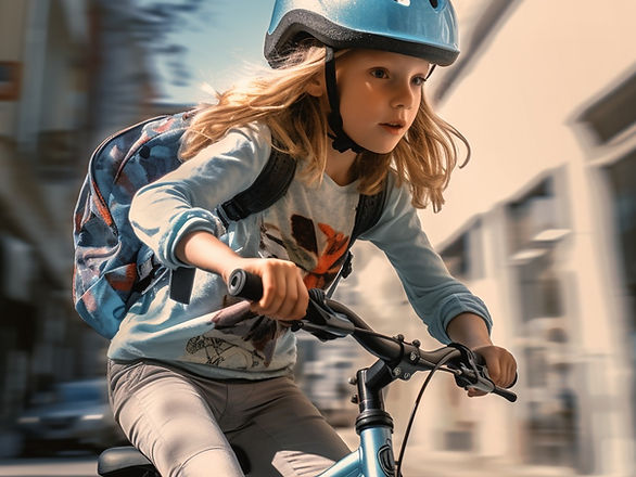girl on her bike with a helmet and backpack - signs of delayed child development