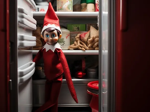 lazy easy elf on the shelf ideas - elf in refrigerator