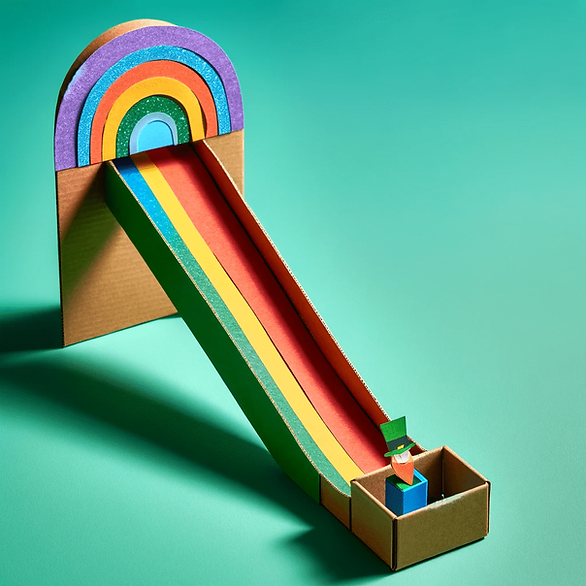 build a leprechaun trap rainbow slide with leprechaun at the bottom