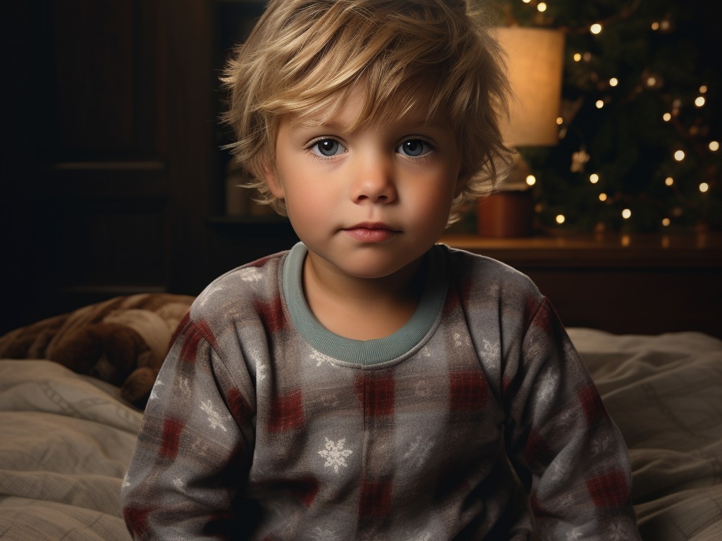 Christmas Eve bedtime routines for kids - boy in pajamas