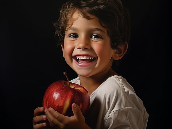 easy and nutritious lunchbox ideas - a young boy smiling with a red apple in his hands