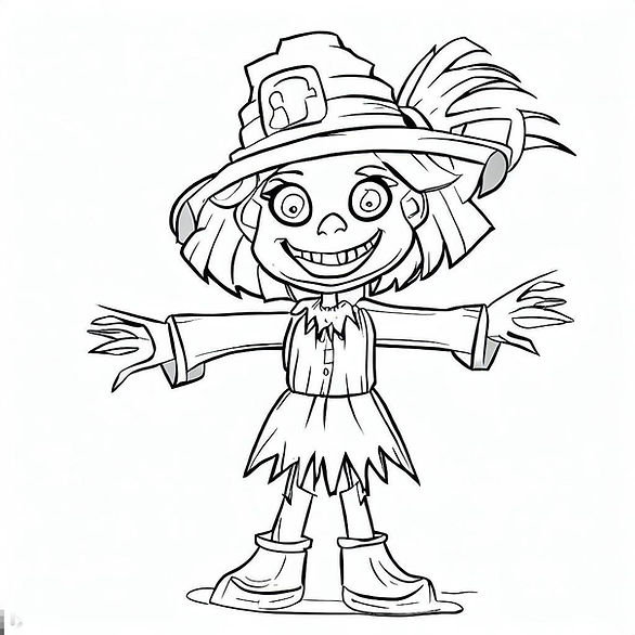 girl scarecrow - free printable halloween coloring pages for kindergarten