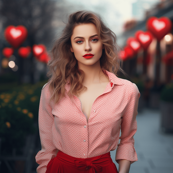 valentines outfits - pink blouse red bottom
