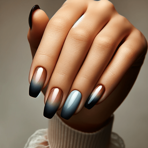 fashion nails gel ombre metallic