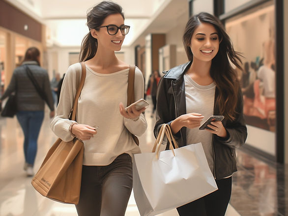 networking and socializing for stay-at-home moms - two women shopping in the mall