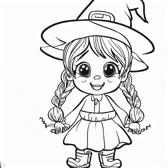 pigtail witch - free printable halloween coloring pages for kindergarten