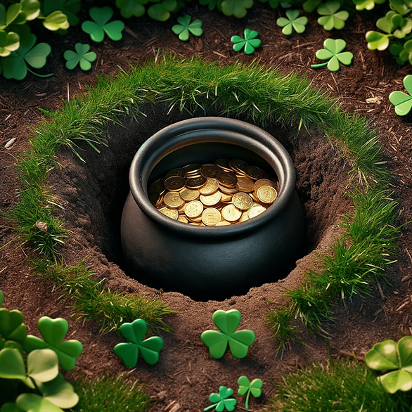 build a leprechaun trap - pot of gold buried in yard