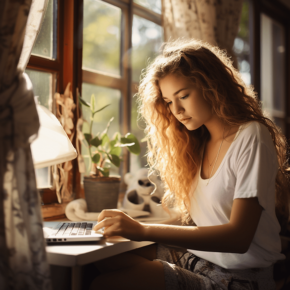 teen girl on computer - rice purity test