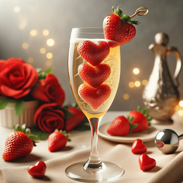 valentine mimosas heart strawberries