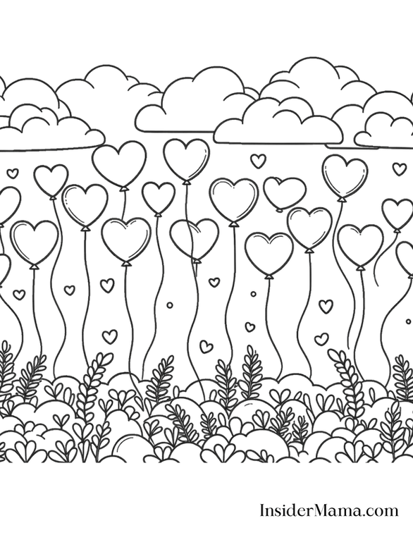 valentine coloring pages heart balloons