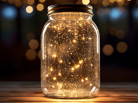 Christmas Eve bedtime routines for kids - fairy lights in a clear jar