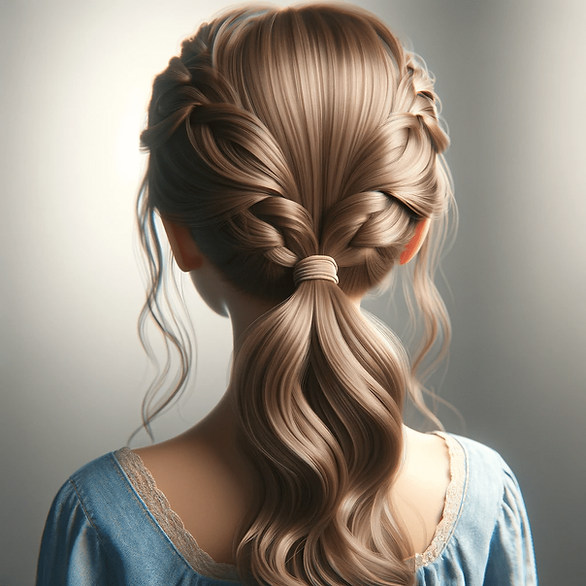 easy hairstyles for girls two braids into a low ponytail