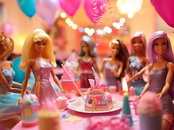 Barbie dolls at a party