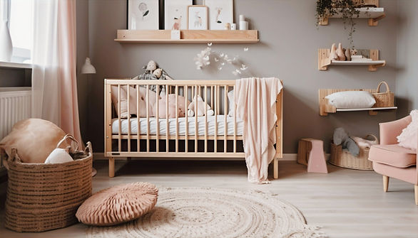 pink and blush nursery with crib and decor - nursery bedroom decorating ideas