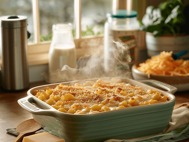 Cheap family dinner ideas: macaroni and cheese in a baking dish