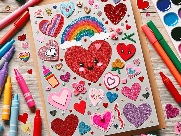 kids valentine card with stickers on it