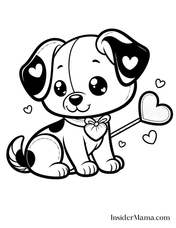 valentine coloring pages puppy